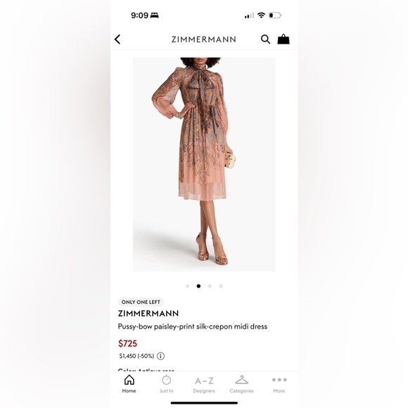 Zimmermann Peach Paisley Silk-Crepon Dress